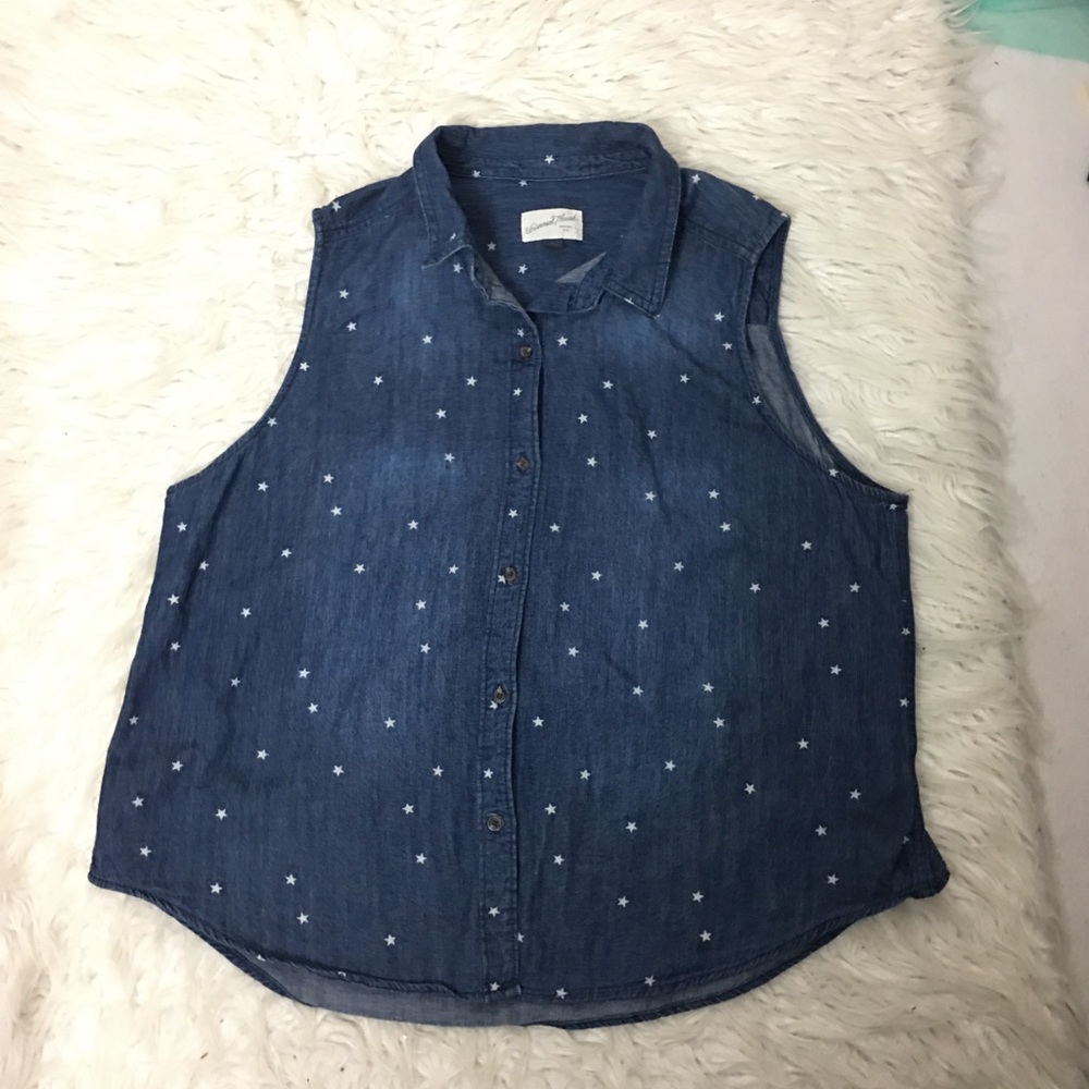 Universal Thread Sleeveless Button Down Denim Blu… - image 1